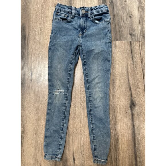 Gap Kids Stretch High Rise Jegging Denim Jeans Size 6 Distressed Blue Wash Casua - Picture 1 of 6
